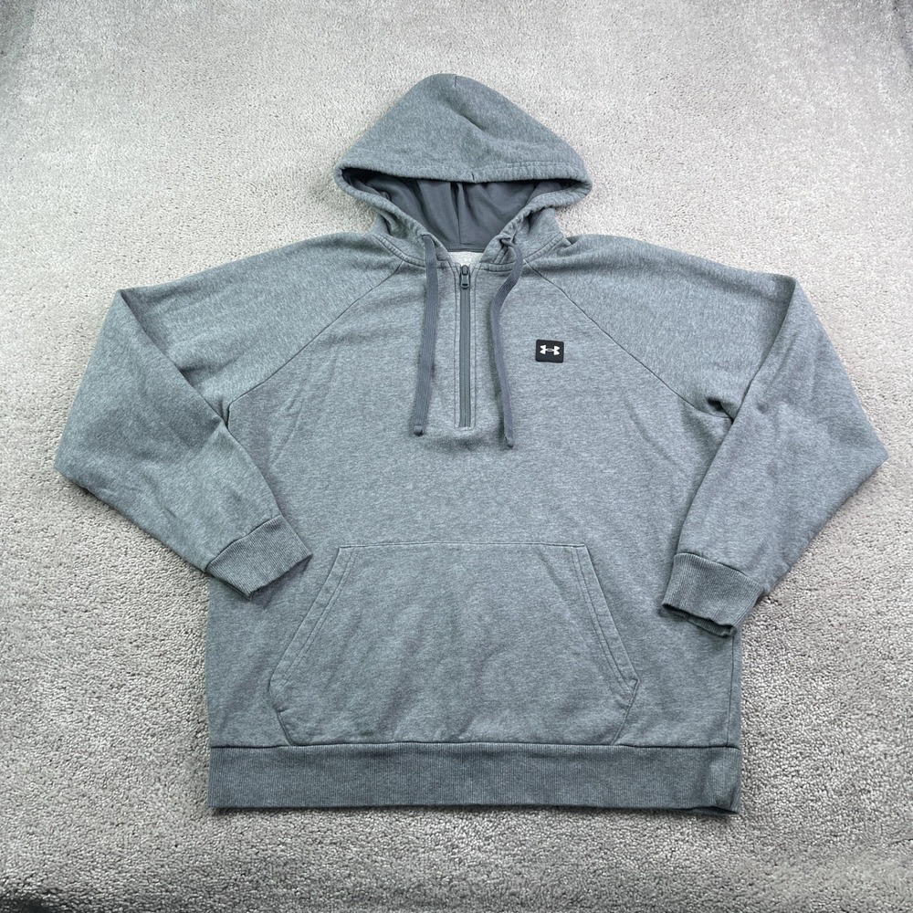 Under Armour Hoodie Mens Medium Gray Rival‎ Fleece Half Zip Pullover Sweatshirt